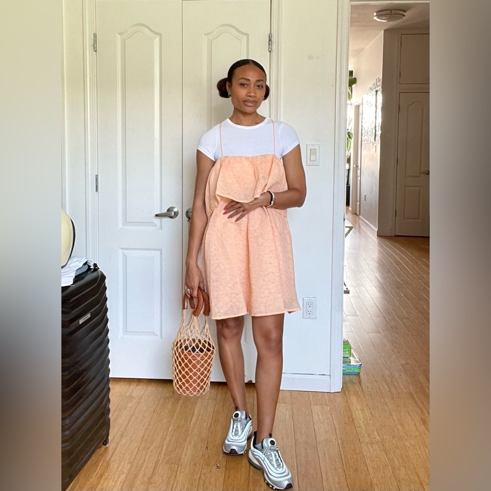 H&M Peach Ruffled Dress Sz Small